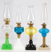 (4) 19TH CENTURY OIL LAMPS Boston and