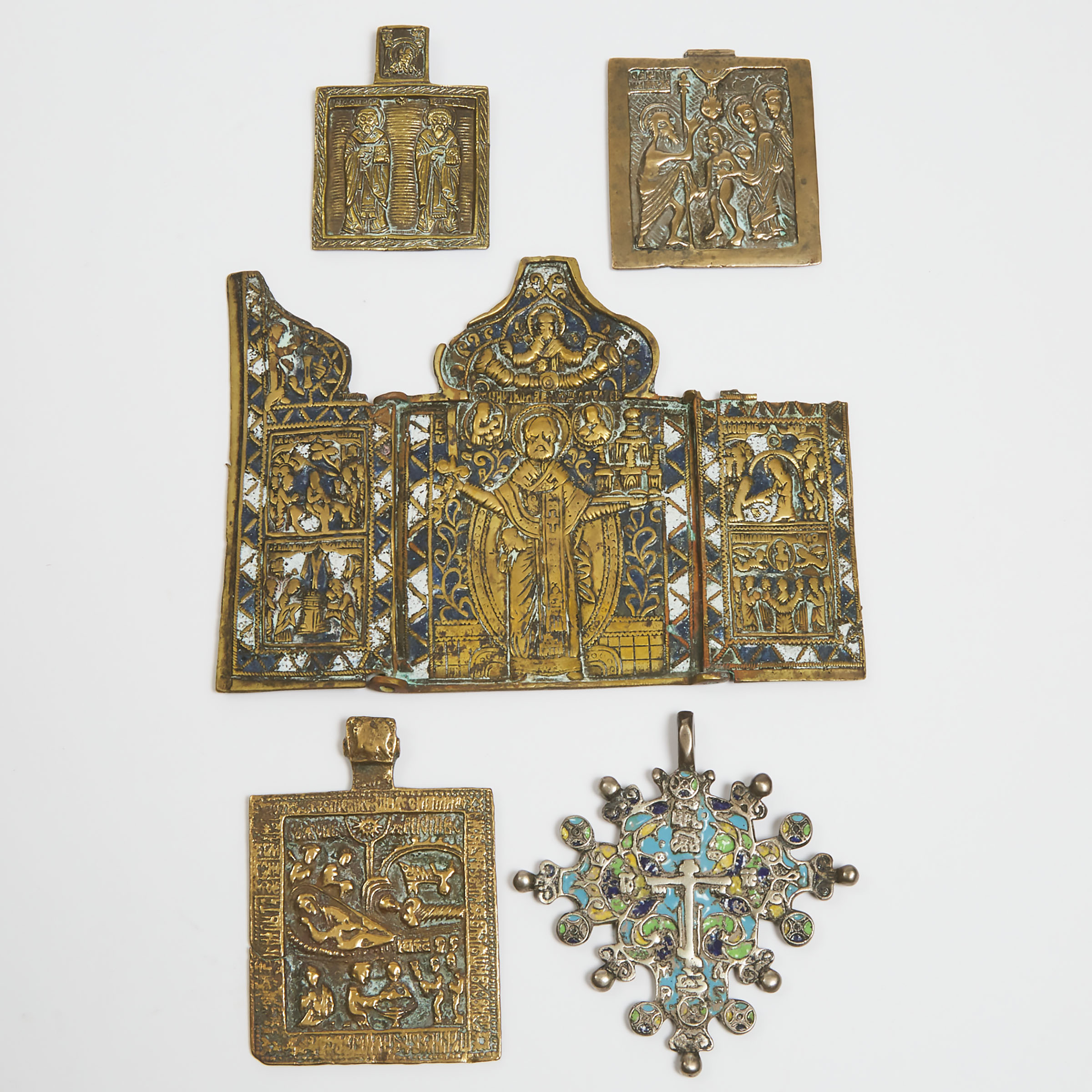 Group of Russian Enamelled Bronze