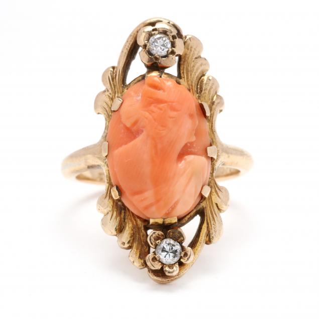 VINTAGE GOLD CORAL CAMEO AND 28c3b9