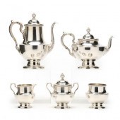 FIVE PIECE STERLING SILVER COFFEE AND