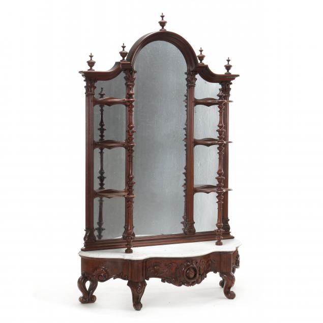 AMERICAN ROCOCO REVIVAL CARVED WALNUT AND