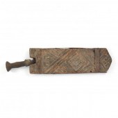 ZAIRE, BAKUBA KNIFE WITH CARVED WOODEN