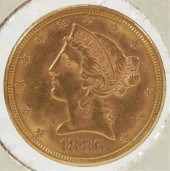 UNITED STATES 1886 LIBERTY HEAD 5 DOLLAR