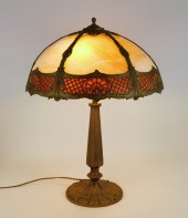 MILLER LAMP CO. CARAMEL SLAG GLASS TABLE