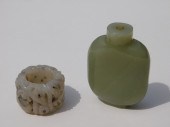 2PC CHINESE QING CARVED JADE SNUFF 29a021
