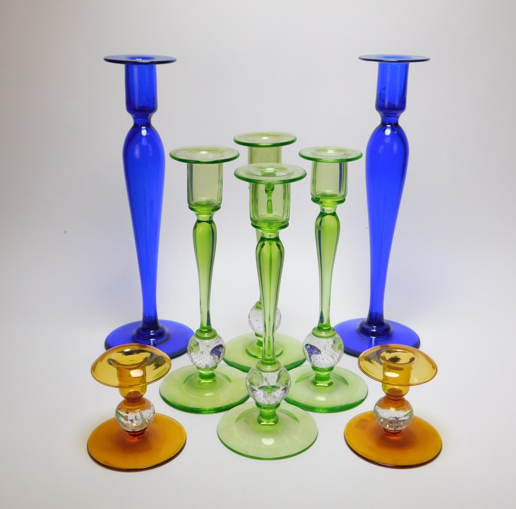 4 PR PAIRPOINT GLASS CANDLESTICKS 29a0f5