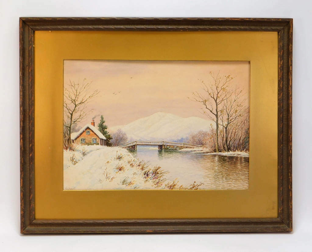 WILLIAM PASKELL WINTER RIVER LANDSCAPE 29a317