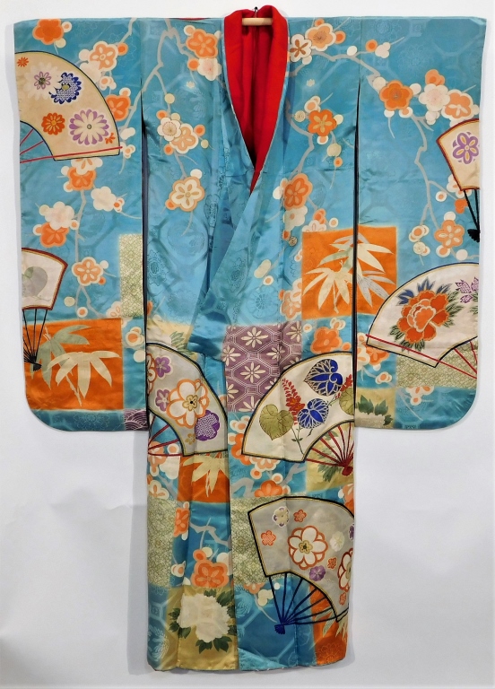 MEIJI PERIOD PALE BLUE AND FLOWERS