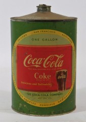 VINTAGE 1940S COCA-COLA 1 GALLON TIN