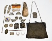 ANTIQUE STERLING SILVER & METAL JEWELRY