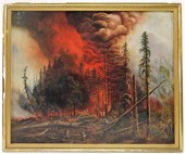 FINE AMERICAN ROMANTIC WILD FOREST FIRE