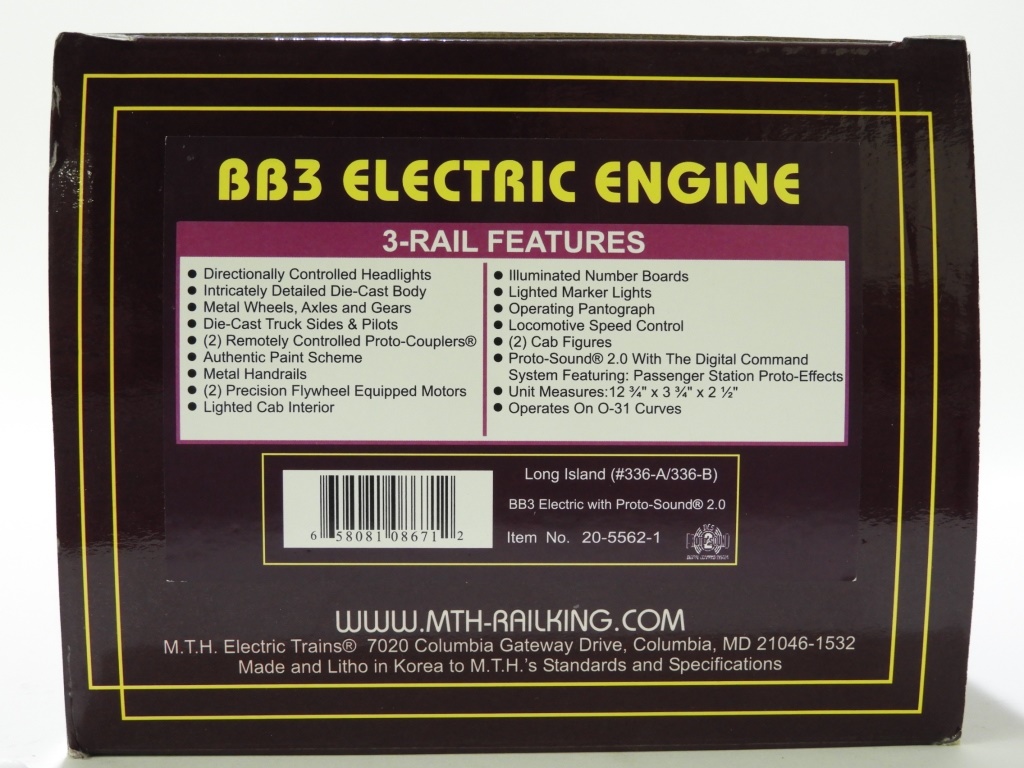 MTH LONG ISLAND BB3 ELECTRIC ENGINE 29cc80