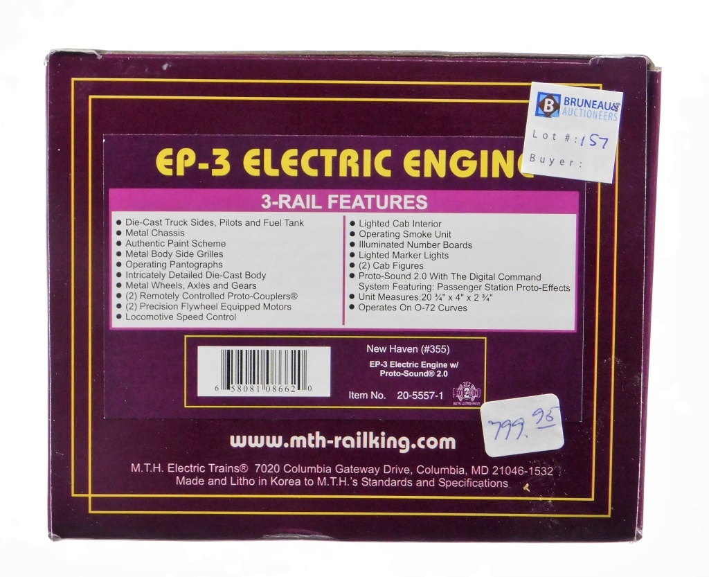 MTH NEW HAVEN EP 3 ELECTRIC ENGINE 29cd70