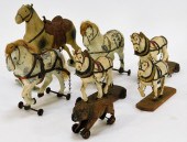 7PC ANTIQUE GERMAN HORSE AND DOG TOY