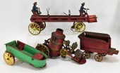 4PC AMERICAN TIN FIRE TRUCK BELL TOY