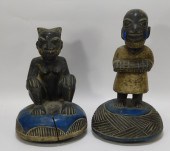 2 AFRICAN FIGURAL WOOD CARVED STATUES