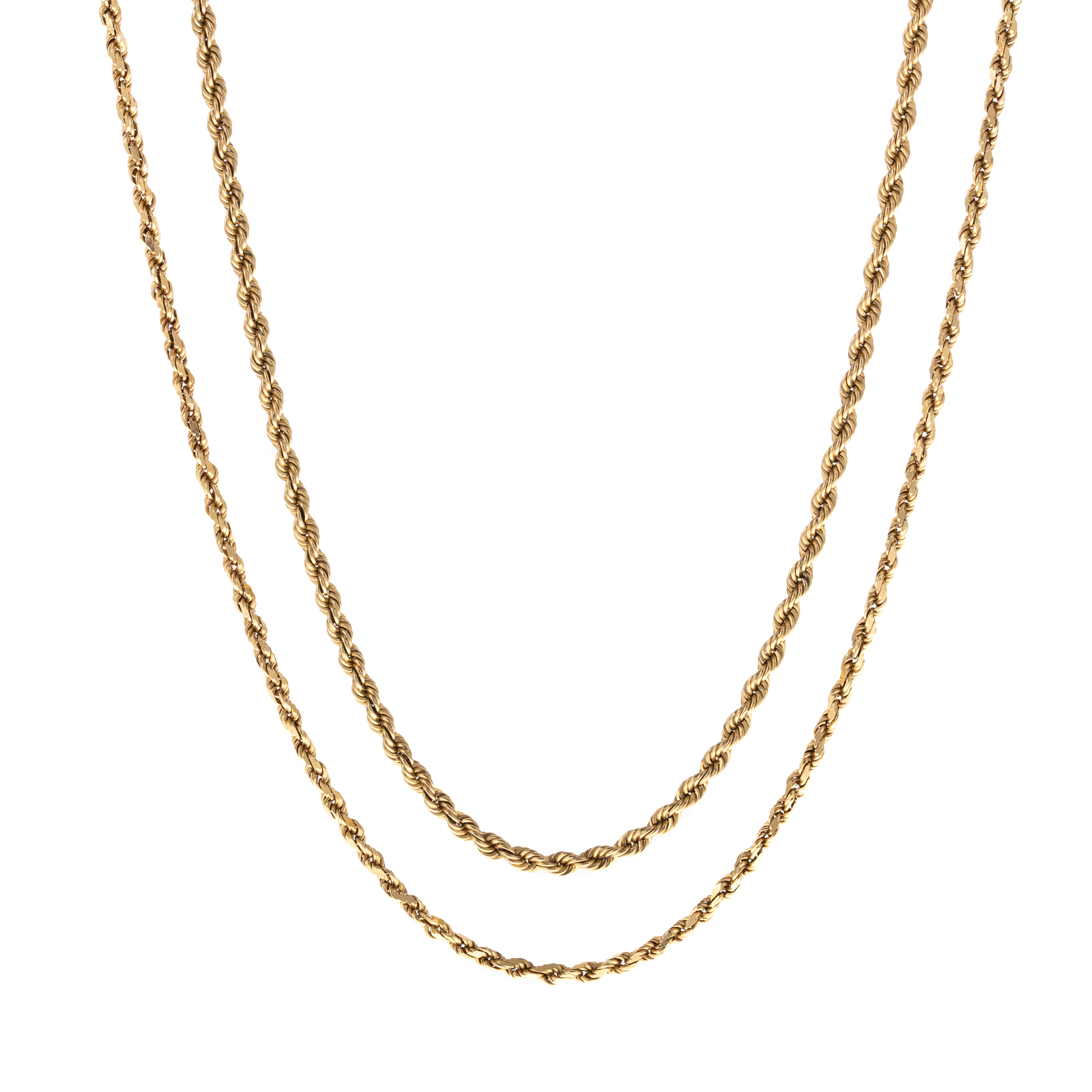 A PAIR OF 14K ROPE CHAIN NECKLACES 29dfba