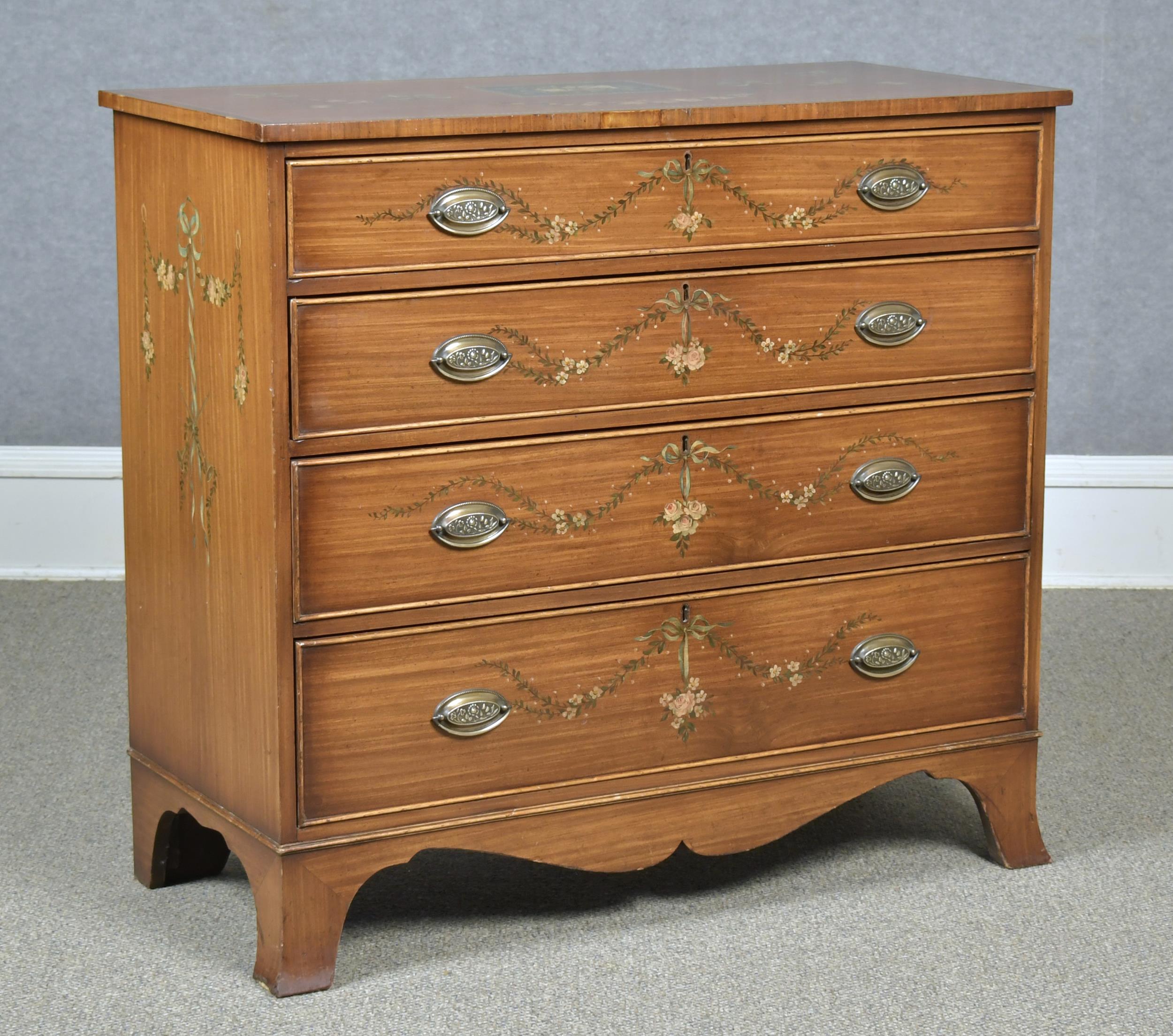 PAINT DECORATED ADAMS STYLE SATINWOOD 29e123