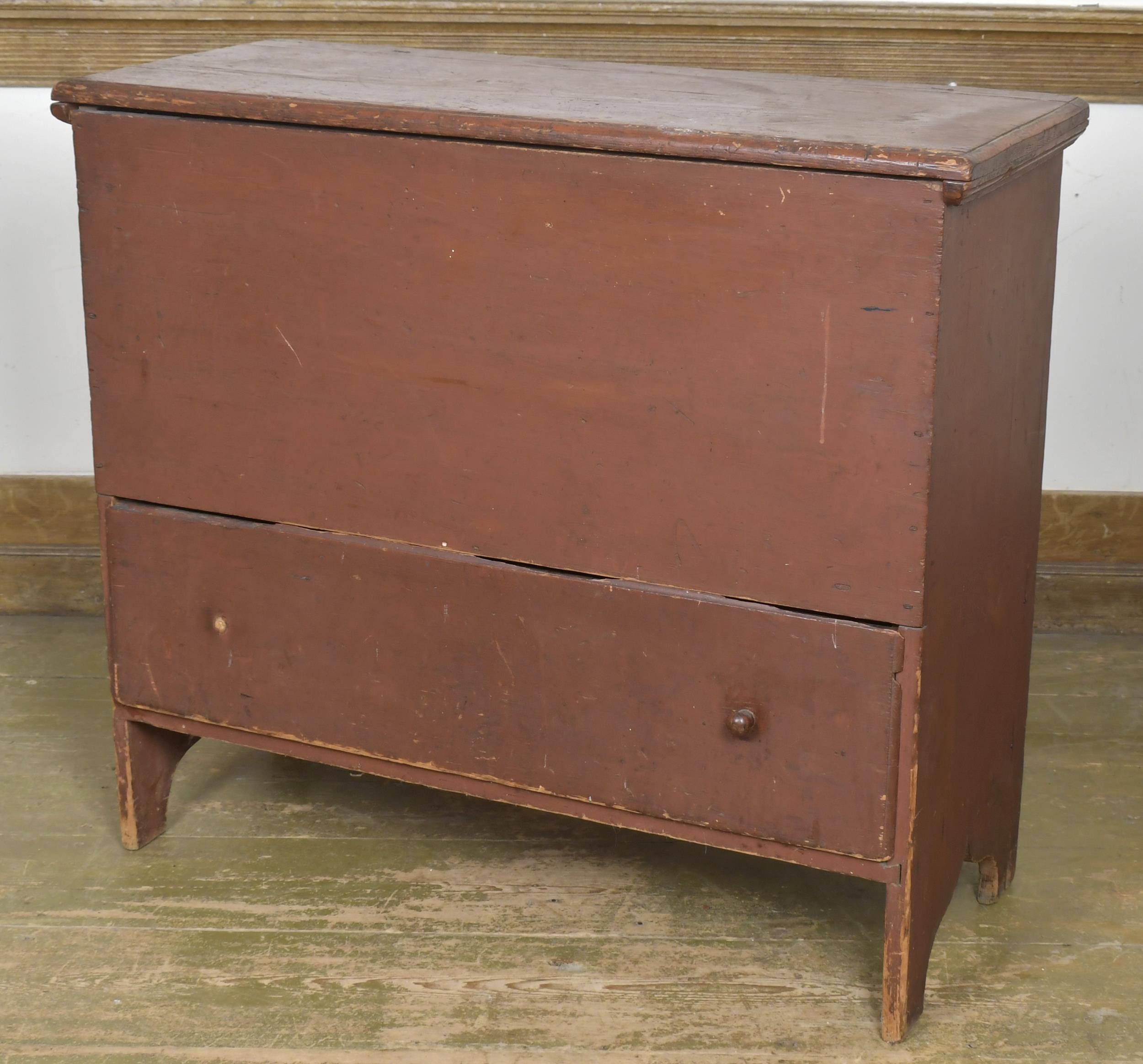18TH C RED PAINTED BLANKET CHEST  29e218