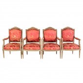 SET OF 4 LOUIS XVI STYLE CARVED 29e8ce