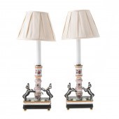 A PAIR OF CHINESE EXPORT STYLE CANDLESTICK