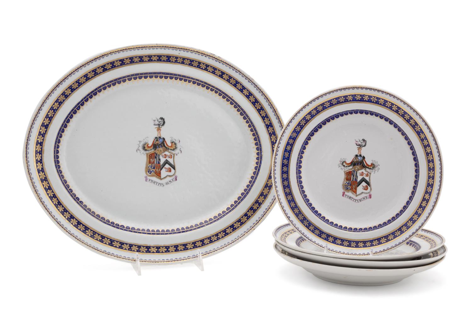 5PCS CHINESE EXPORT ARMORIAL PORCELAIN