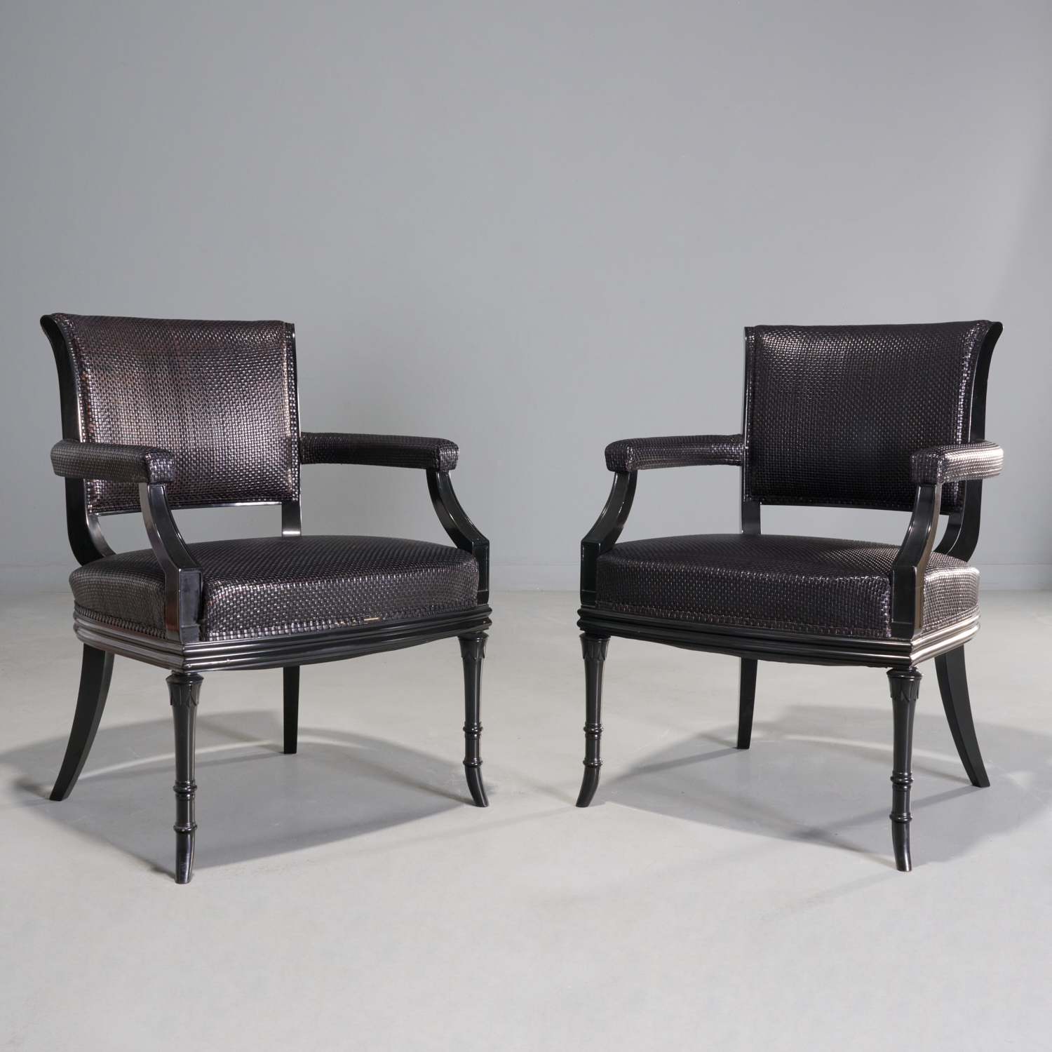 PAIR WOVEN LEATHER ARMCHAIRS PETER 29d29e