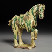 CHINESE TANG STYLE GLAZED POTTERY HORSE