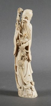 ANTIQUE CARVED CHINESE IVORY WISE MANOld