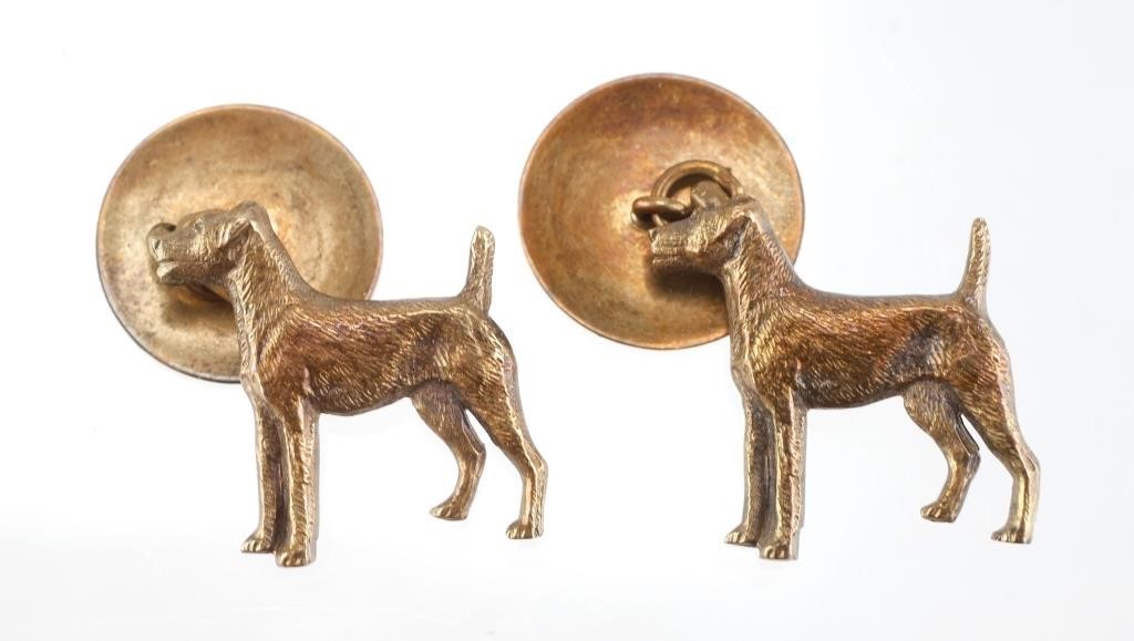 PAIR 14K YELLOW GOLD FIGURAL DOG 2a1c8c