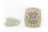 TWO CHINESE CARVED CELADON JADE 29f819