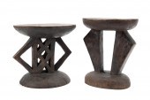 TWO AFRICAN CARVED WOODEN STOOLS  29f8b7
