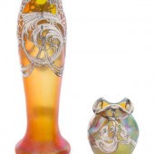A Pair of Loetz Silver Overlay Vases
Austrian,