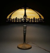 ANTIQUE MILLER SLAG GLASS TABLE LAMP1920s
