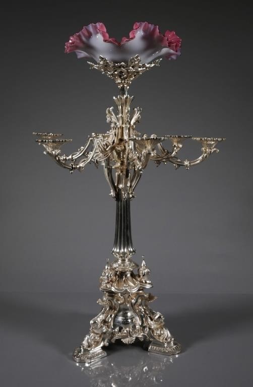 MASSIVE 1880S SILVER EPERGNE OR 2a341f
