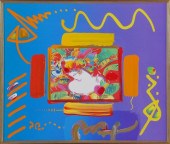 PETER MAX MIXED MEDIA SIGNEDHand 2a34f1