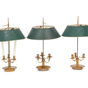 Three French Brass Bouillotte Lamps 2a3830
