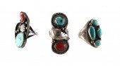  3 NATIVE AMERICAN STERLING TURQUOISE 2a2006