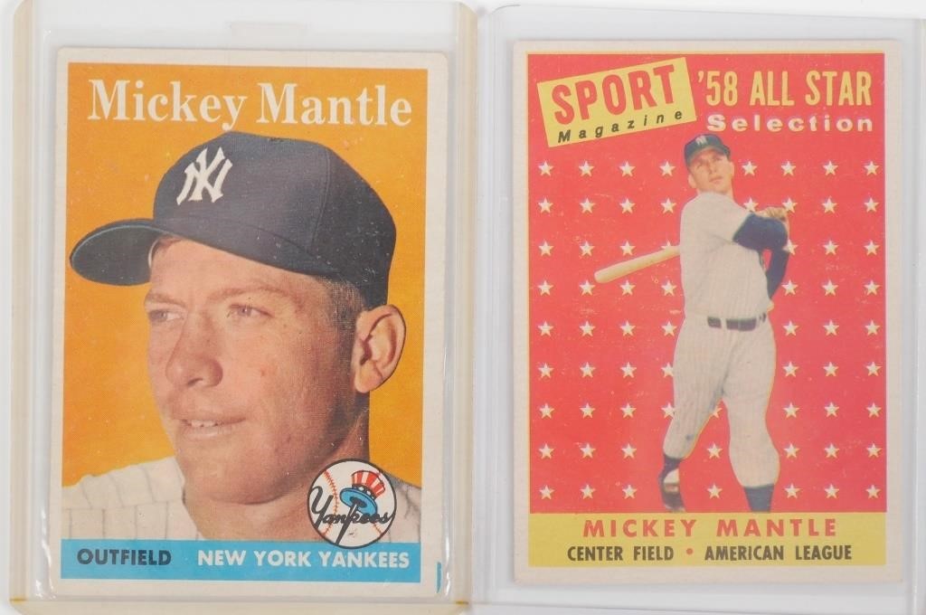 (2) 1958 TOPPS MICKEY MANTLE BASEBALL CARDS1958