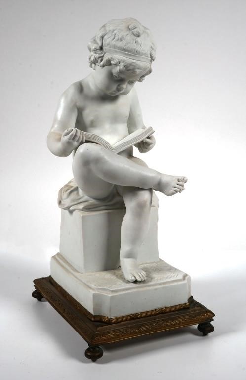 PARIAN WARE FIGURE OF BOY READING 2a25a1