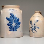 Two Cobalt Decorated Stoneware Vessels
19th