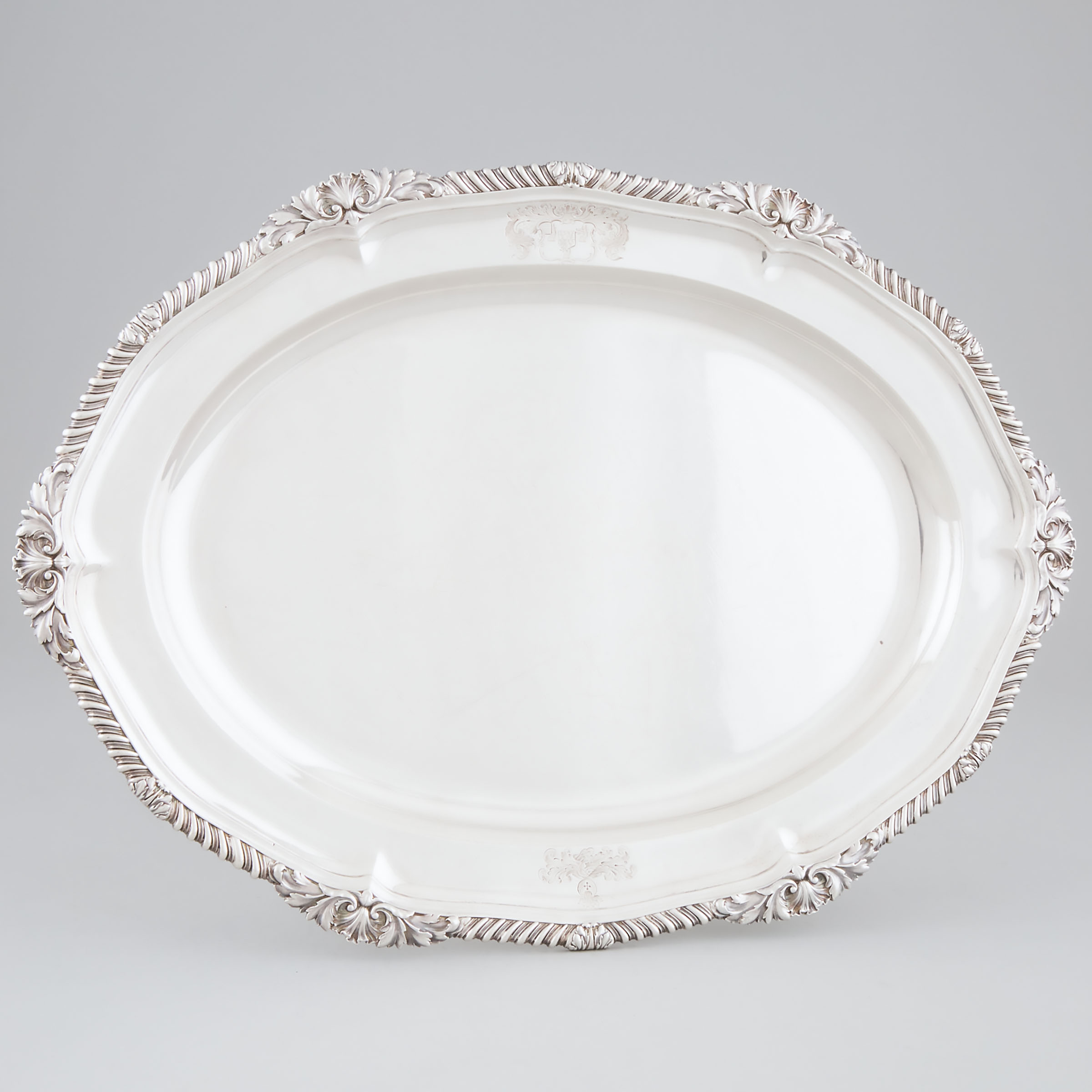 George IV Silver Shaped Oval Platter  2a55f0