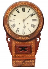 MARQUETRY INLAID SCHOOL CLOCK Marquetry
