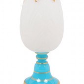 A Baccarat Opaline Glass Vase
with acid-etched