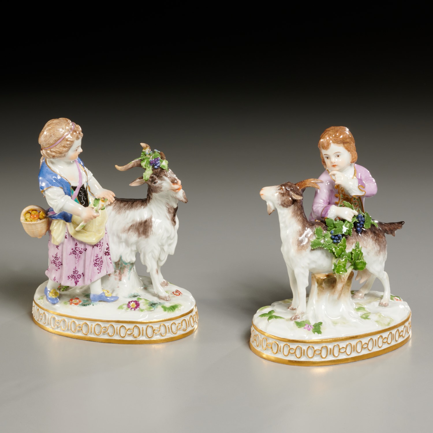 PAIR MEISSEN FIGURES GIRL AND 2a5d40