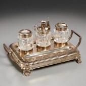 GEORGE III SILVER INKSTAND Letter dated