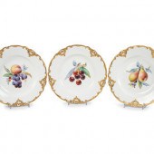 Three Meissen Porcelain Parcel Gilt