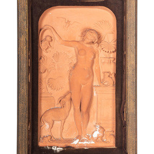 A Framed Terra Cotta Figural Relief