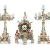 A Meissen Porcelain Clock Garniture 2a67ed