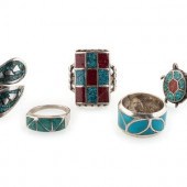 Navajo and Zuni Silver Rings with 2a7576